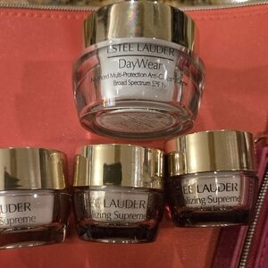 Estee Lauder Skincare Set with Gold Lids. Day Wear .5 Oz & Eye Balm 3 - .17 oz